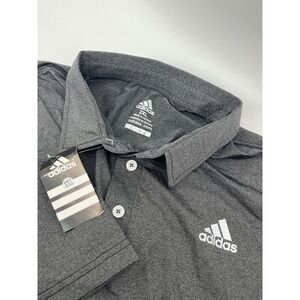 Adidas Polo Shirt Mens 2XL Gray Clima Short Sleeve Heathered Athletic